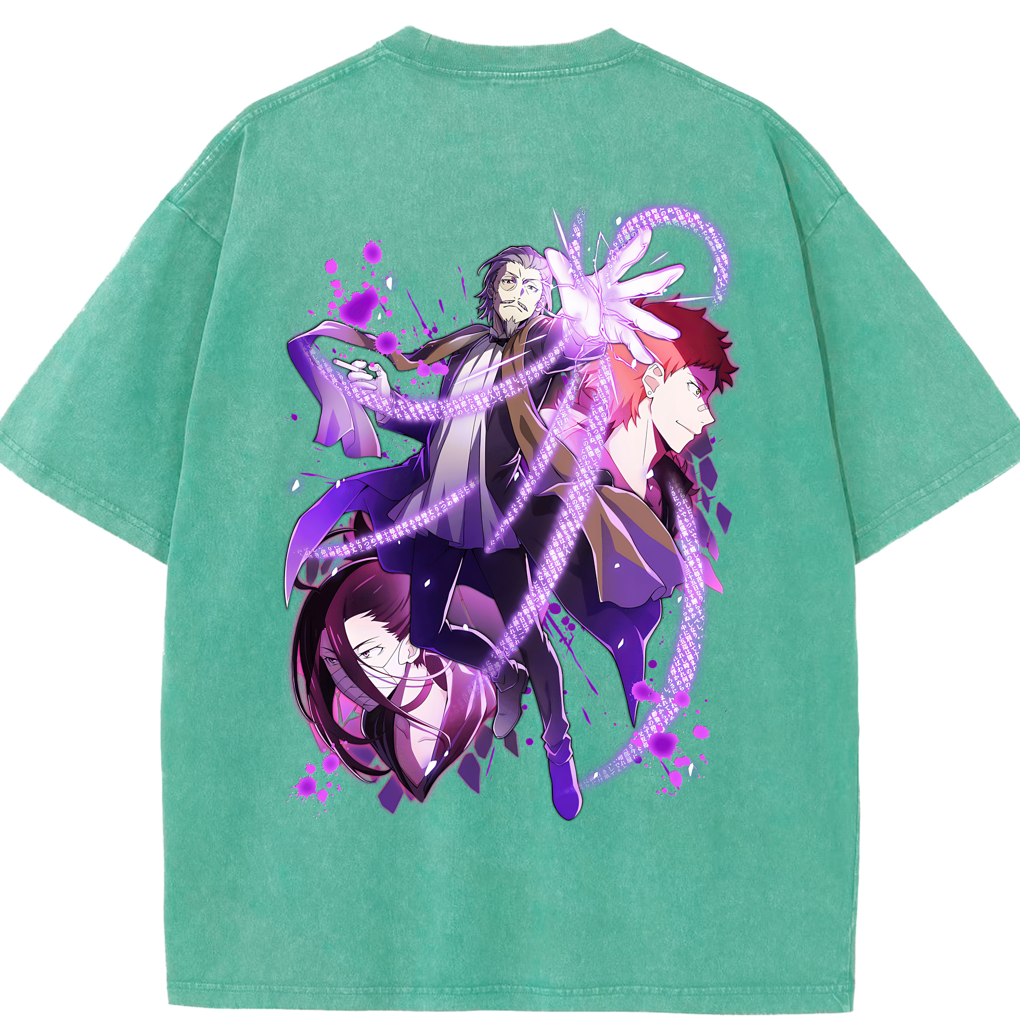 （画像用） 文豪ストレイドッグス Bungo Stray Dogs 綿100% ヴィンテージ風 半袖Tシャツ（背面プリント）
